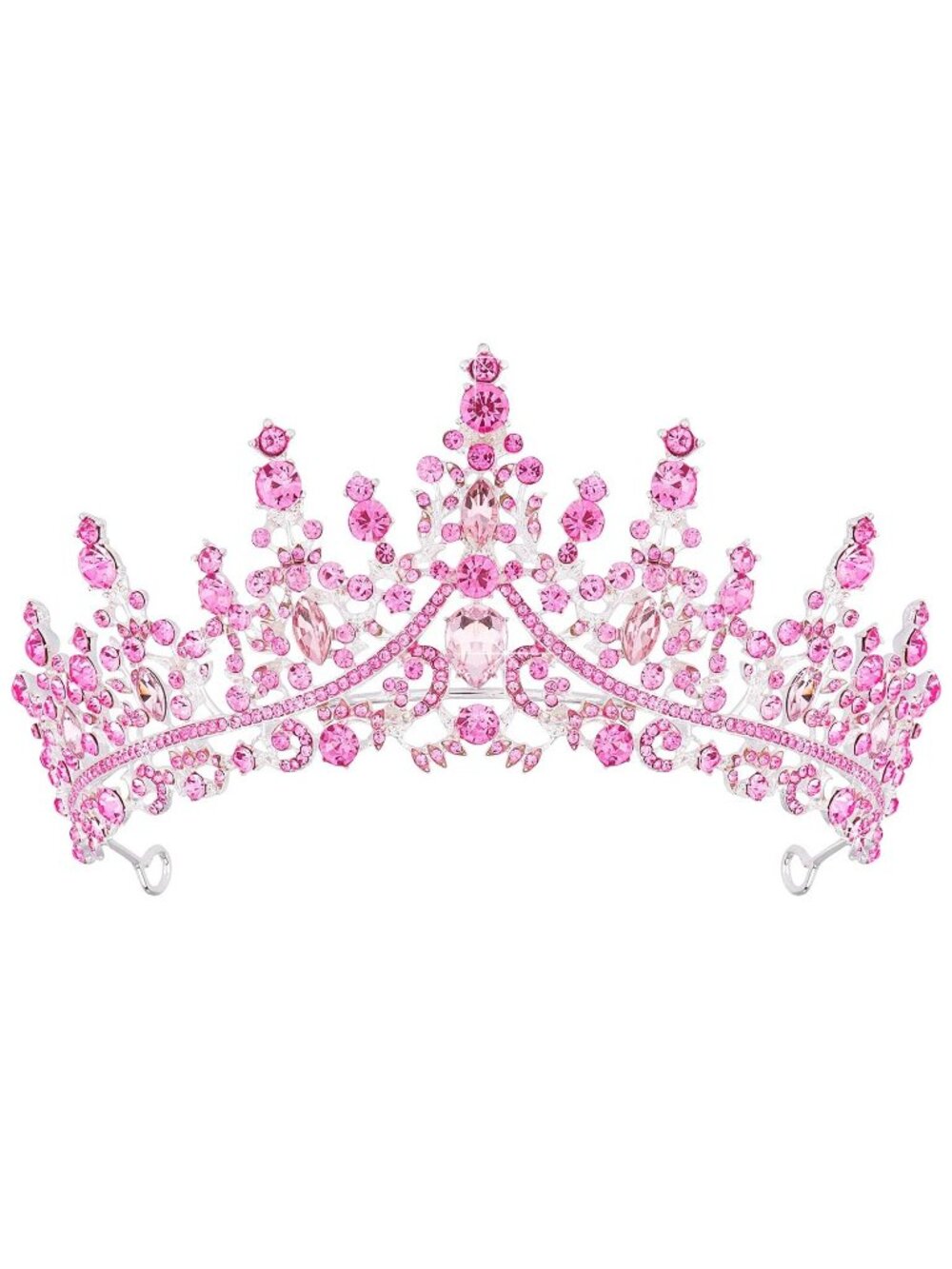 Women's Pink Crystal Queen Crown Tiara Wedding Princess Prom Headpiece